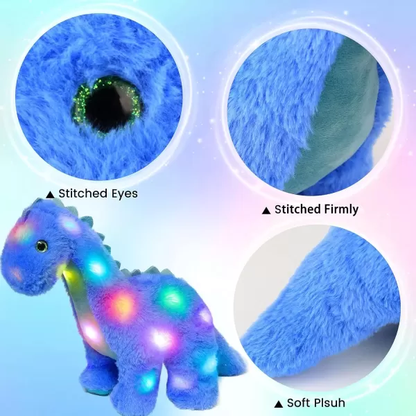 imageHopearl LED Plush Dinosaur Light up Stuffed Diplodocus Animal with Long Neck Night Lights Glow in The Dark Birthday Gifts for Kids Toddler Girls Blue 16