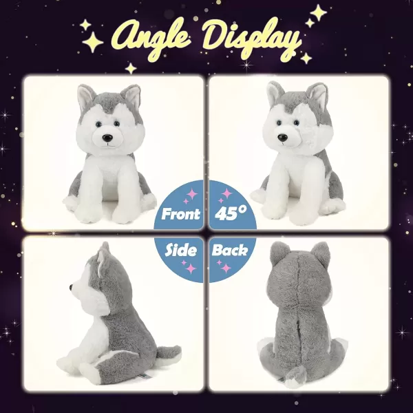 imageHopearl LED Plush Husky Light up Stuffed Animal Dog Floppy Puppy Night Lights Glow in The Dark Birthday Festival for Kids Toddler Girls Gray 12