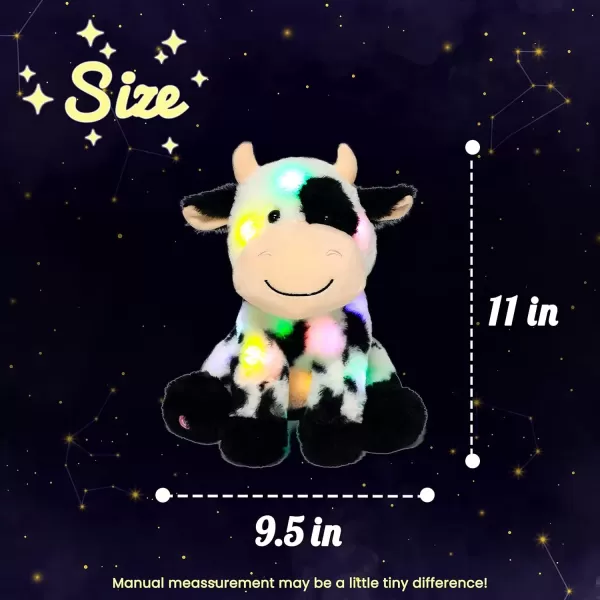 imageHopearl LED Plush Smile Cow Light up Stuffed Animal Diary Cattle Floppy Night Lights Glow in The Dark Birthday Festival for Kids Toddler Girls 11