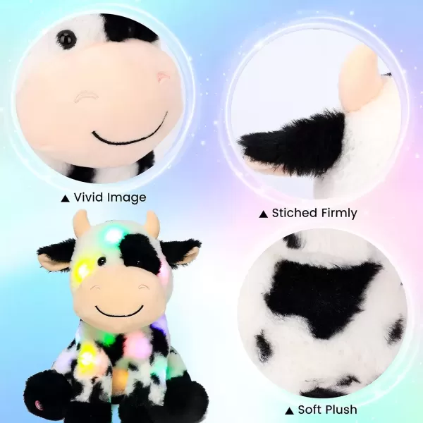 imageHopearl LED Plush Smile Cow Light up Stuffed Animal Diary Cattle Floppy Night Lights Glow in The Dark Birthday Festival for Kids Toddler Girls 11