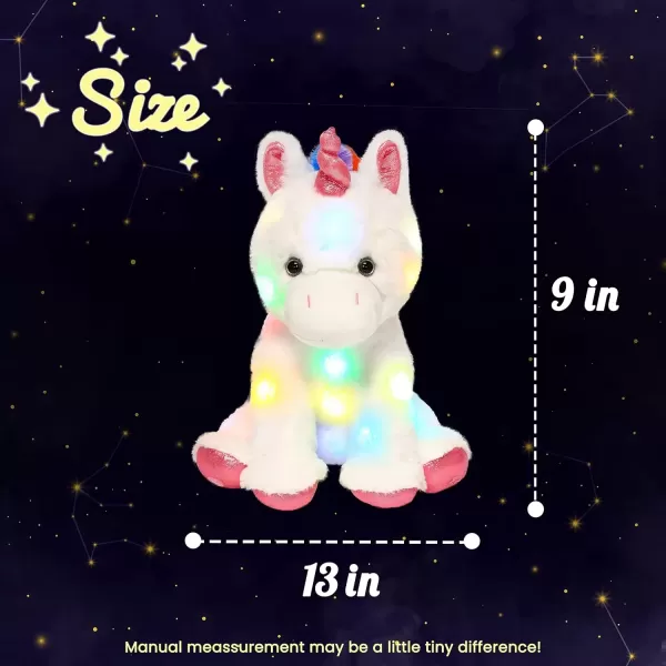 imageHopearl LED Plush Unicorn Light up Stuffed Animal Floppy Night Lights Glow in The Dark Birthday Festival for Kids Toddler Girls White 13