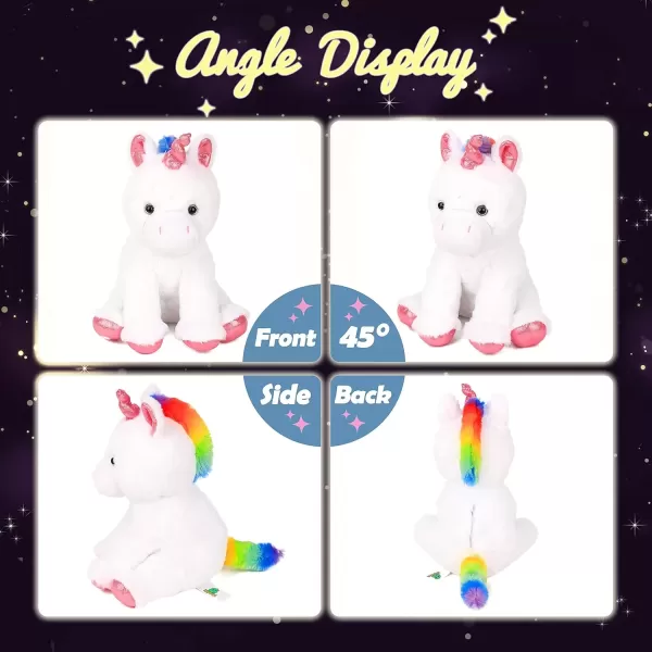 imageHopearl LED Plush Unicorn Light up Stuffed Animal Floppy Night Lights Glow in The Dark Birthday Festival for Kids Toddler Girls White 13