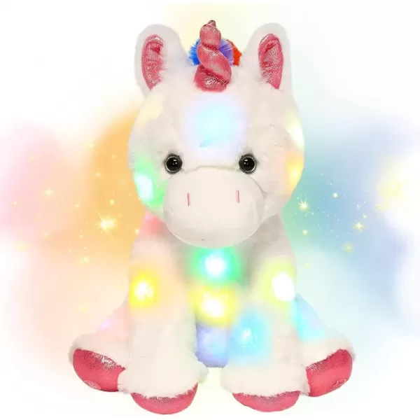 imageHopearl LED Plush Unicorn Light up Stuffed Animal Floppy Night Lights Glow in The Dark Birthday Festival for Kids Toddler Girls White 13