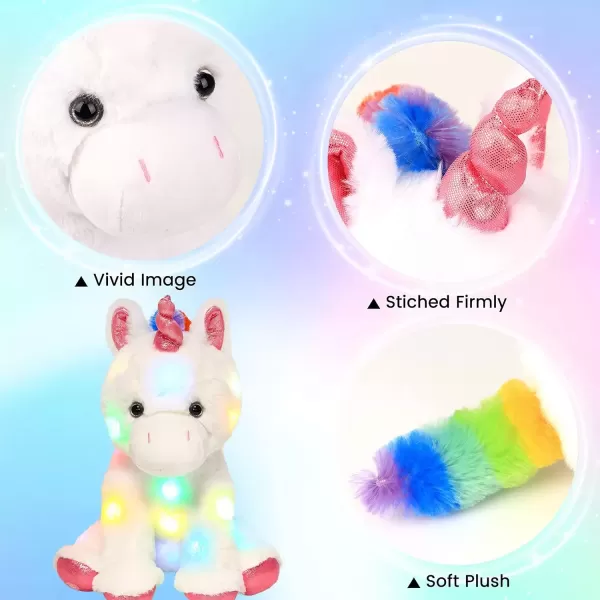 imageHopearl LED Plush Unicorn Light up Stuffed Animal Floppy Night Lights Glow in The Dark Birthday Festival for Kids Toddler Girls White 13