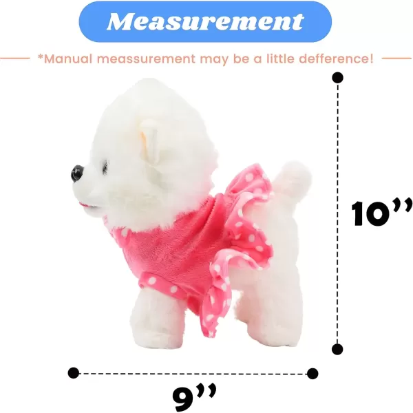 imageHopearl Walking Pomeranian Interactive Electronic Pet Dog Toy Remote Control Leash Animated Puppy Nodding Barking Wagging Tail Gifts for Toddlers Birthday White 10