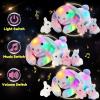 imageHopearl LED Stuffed Rabbit Lighting Up Bunny Plush Toy Playset Mommy with 3 Babies in her Tummy Lullaby Animated Soothe for Mom Kids Toddler Girls Rainbow 12BunnyLED  Music