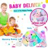 imageHopearl LED Stuffed Rabbit Lighting Up Bunny Plush Toy Playset Mommy with 3 Babies in her Tummy Lullaby Animated Soothe for Mom Kids Toddler Girls Rainbow 12BunnyLED  Music