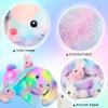 imageHopearl LED Stuffed Rabbit Lighting Up Bunny Plush Toy Playset Mommy with 3 Babies in her Tummy Lullaby Animated Soothe for Mom Kids Toddler Girls Rainbow 12BunnyLED no music