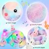 imageHopearl LED Stuffed Rabbit Lighting Up Bunny Plush Toy Playset Mommy with 3 Babies in her Tummy Lullaby Animated Soothe for Mom Kids Toddler Girls Rainbow 12BunnyLED  Music
