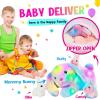 imageHopearl LED Stuffed Rabbit Lighting Up Bunny Plush Toy Playset Mommy with 3 Babies in her Tummy Lullaby Animated Soothe for Mom Kids Toddler Girls Rainbow 12BunnyLED no music