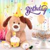 imageHopearl Adorable Happy Birthday Dog with Glowing Cupcake Musical Stuffed Animal Puppy Singing and Shaking Plush Toy Interactive Animated Kids Gifts Brown 15