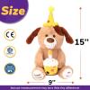 imageHopearl Adorable Happy Birthday Dog with Glowing Cupcake Musical Stuffed Animal Puppy Singing and Shaking Plush Toy Interactive Animated Kids Gifts Brown 15