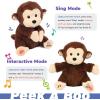 imageHopearl Clapping Monkey Interactive Musical Stuffed Animal Singing Plush Toy Adorable Electric Animate Gifts for Kids Brown 11