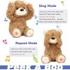 imageHopearl Peek A Boo Bear Interactive Repeats What You Say Plush Teddy Bear Toy Musical Singing Talking Stuffed Animal Adorable Electric Animate Gift for Toddlers Brown 11Bear
