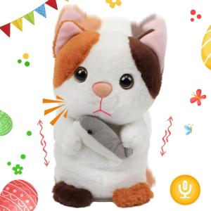 imageHopearl Talking Elephant Repeats What You Say Nodding Electric Interactive Animated Toy Speaking Plush Buddy Gift for Toddlers Grey 8Cat