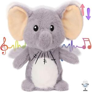 imageHopearl Talking Elephant Repeats What You Say Nodding Electric Interactive Animated Toy Speaking Plush Buddy Gift for Toddlers Grey 8Elephant