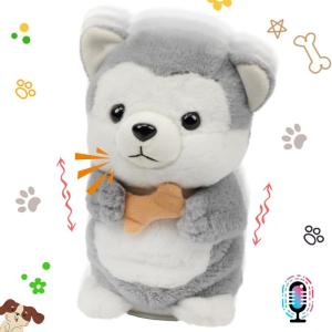 imageHopearl Talking Elephant Repeats What You Say Nodding Electric Interactive Animated Toy Speaking Plush Buddy Gift for Toddlers Grey 8Husky