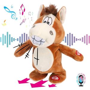 imageHopearl Talking Singing Donkey Repeats What You Say Walking Electric Interactive Animated Toy Speaking Plush Buddy Gifts for Toddlers 8Donkey