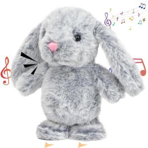 imageHopearl Talking Singing Donkey Repeats What You Say Walking Electric Interactive Animated Toy Speaking Plush Buddy Gifts for Toddlers 8Gray Bunny