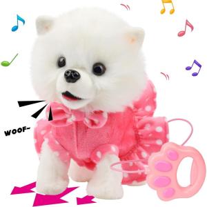 imageHopearl Walking Husky Interactive Electronic Pet Musical Dog Toy Remote Control Leash Animated Puppy Singing Barking Wagging Tail Touch Recognition Gifts for Toddlers Birthday Gray 9Pomeranian