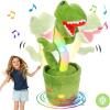 imageHopearl Glowing Dancing Dinosaur Toy Repeats What You Say Talking TRex Toy Wriggle Singing Mimicking Twisting Light Up Interactive Animated Toy Speaking Plush Gift for Kids Green 13
