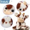 imageHopearl Adorable Christmas Plush Cow Toy Floppy Dairy Cattle Soft Stuffed Animal Cute Xmas Gifts for Boys Girls Kids Toddlers Light Brown 9Dark Brown