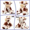 imageHopearl Adorable Christmas Plush Cow Toy Floppy Dairy Cattle Soft Stuffed Animal Cute Xmas Gifts for Boys Girls Kids Toddlers Light Brown 9Dark Brown