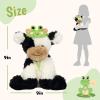 imageHopearl Adorable Christmas Plush Cow Toy Floppy Dairy Cattle Soft Stuffed Animal Cute Xmas Gifts for Boys Girls Kids Toddlers Light Brown 9Frog Black and White