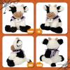imageHopearl Adorable Christmas Plush Cow Toy Floppy Dairy Cattle Soft Stuffed Animal Cute Xmas Gifts for Boys Girls Kids Toddlers Light Brown 9Halloween Black and White