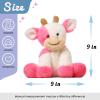 imageHopearl Adorable Christmas Plush Cow Toy Floppy Dairy Cattle Soft Stuffed Animal Cute Xmas Gifts for Boys Girls Kids Toddlers Light Brown 9Pink