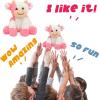 imageHopearl Adorable Christmas Plush Cow Toy Floppy Dairy Cattle Soft Stuffed Animal Cute Xmas Gifts for Boys Girls Kids Toddlers Light Brown 9Pink