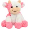 imageHopearl Adorable Christmas Plush Cow Toy Floppy Dairy Cattle Soft Stuffed Animal Cute Xmas Gifts for Boys Girls Kids Toddlers Light Brown 9Pink
