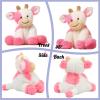 imageHopearl Adorable Christmas Plush Cow Toy Floppy Dairy Cattle Soft Stuffed Animal Cute Xmas Gifts for Boys Girls Kids Toddlers Light Brown 9Pink
