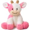 imageHopearl Adorable Christmas Plush Cow Toy Floppy Dairy Cattle Soft Stuffed Animal Cute Xmas Gifts for Boys Girls Kids Toddlers Light Brown 9Pink