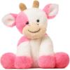 imageHopearl Adorable Christmas Plush Cow Toy Floppy Dairy Cattle Soft Stuffed Animal Cute Xmas Gifts for Boys Girls Kids Toddlers Light Brown 9Pink