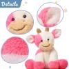 imageHopearl Adorable Christmas Plush Cow Toy Floppy Dairy Cattle Soft Stuffed Animal Cute Xmas Gifts for Boys Girls Kids Toddlers Light Brown 9Pink