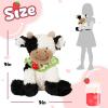 imageHopearl Adorable Christmas Plush Cow Toy Floppy Dairy Cattle Soft Stuffed Animal Cute Xmas Gifts for Boys Girls Kids Toddlers Light Brown 9Strawberry Black and White