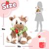 imageHopearl Adorable Christmas Plush Cow Toy Floppy Dairy Cattle Soft Stuffed Animal Cute Xmas Gifts for Boys Girls Kids Toddlers Light Brown 9Strawberry Light Brown