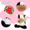 imageHopearl Adorable Christmas Plush Cow Toy Floppy Dairy Cattle Soft Stuffed Animal Cute Xmas Gifts for Boys Girls Kids Toddlers Light Brown 9Strawberry Black and White