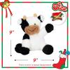 imageHopearl Adorable Christmas Plush Cow Toy Floppy Dairy Cattle Soft Stuffed Animal Cute Xmas Gifts for Boys Girls Kids Toddlers Light Brown 9Xmas Black and White