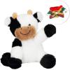 imageHopearl Adorable Christmas Plush Cow Toy Floppy Dairy Cattle Soft Stuffed Animal Cute Xmas Gifts for Boys Girls Kids Toddlers Light Brown 9Xmas Black and White