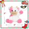 imageHopearl Adorable Christmas Plush Cow Toy Floppy Dairy Cattle Soft Stuffed Animal Cute Xmas Gifts for Boys Girls Kids Toddlers Light Brown 9Xmas Pink