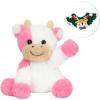 imageHopearl Adorable Christmas Plush Cow Toy Floppy Dairy Cattle Soft Stuffed Animal Cute Xmas Gifts for Boys Girls Kids Toddlers Light Brown 9Xmas Pink