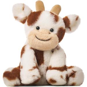 imageHopearl Adorable Christmas Plush Cow Toy Floppy Dairy Cattle Soft Stuffed Animal Cute Xmas Gifts for Boys Girls Kids Toddlers Light Brown 9Dark Brown