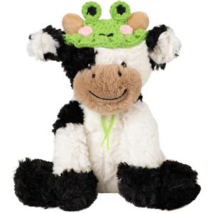 imageHopearl Adorable Christmas Plush Cow Toy Floppy Dairy Cattle Soft Stuffed Animal Cute Xmas Gifts for Boys Girls Kids Toddlers Light Brown 9Frog Black and White