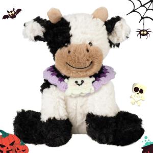 imageHopearl Adorable Christmas Plush Cow Toy Floppy Dairy Cattle Soft Stuffed Animal Cute Xmas Gifts for Boys Girls Kids Toddlers Light Brown 9Halloween Black and White