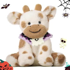 imageHopearl Adorable Christmas Plush Cow Toy Floppy Dairy Cattle Soft Stuffed Animal Cute Xmas Gifts for Boys Girls Kids Toddlers Light Brown 9Halloween Light Brown