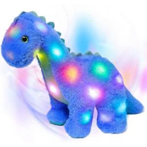 imageHopearl LED Plush Dinosaur Lighting Up Stuffed Diplodocus Animal with Long Neck Night Lights Glow in The Dark Birthday Gifts for Kids Toddler Girls Blue 16Blue DiplodocusLED no music1