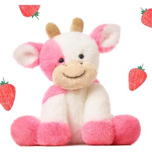 imageHopearl Adorable Plush Cow Toy Floppy Dairy Cattle Soft Stuffed Animal Cute Birthday Gifts for Boys Girls Kids Toddlers Pink 9Pink