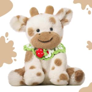 imageHopearl Adorable Plush Cow Toy Floppy Dairy Cattle Soft Stuffed Animal Cute Birthday Gifts for Boys Girls Kids Toddlers Pink 9Strawberry Light Brown